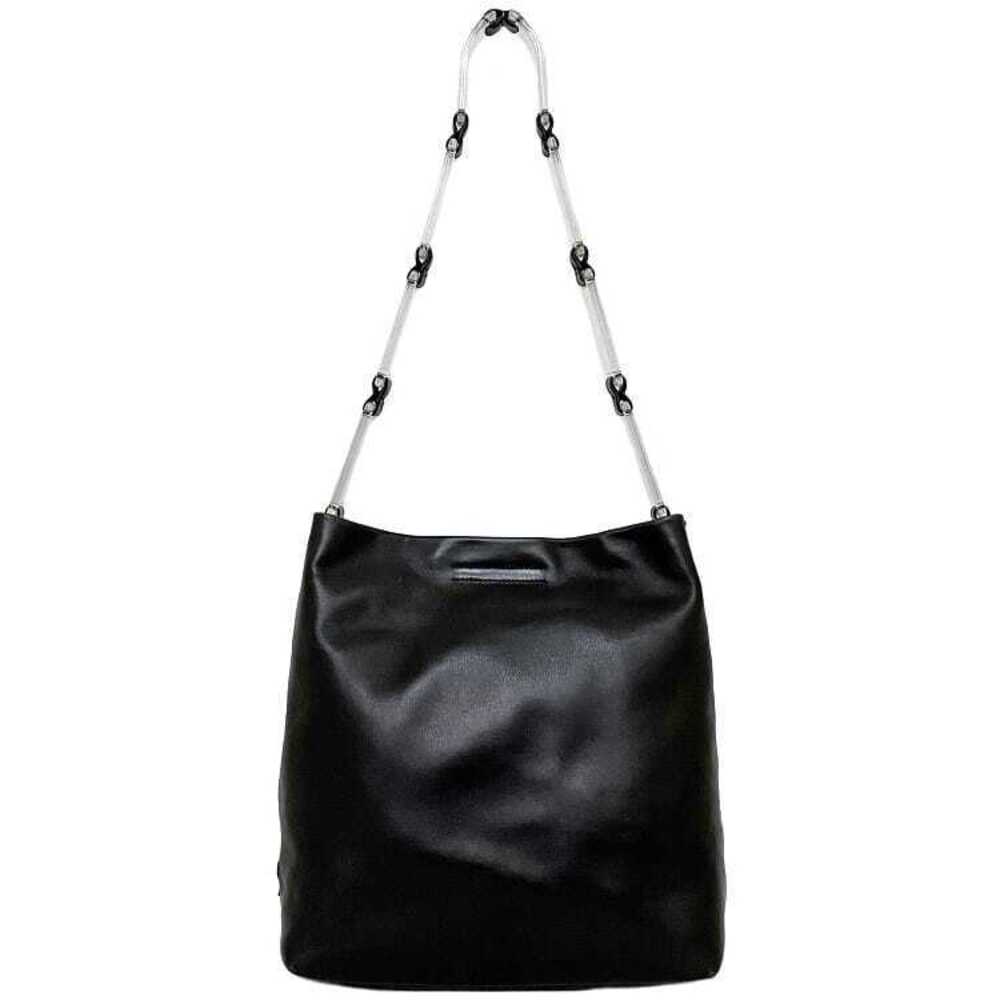 Prada Shoulder Bag Black Clear Leather Nappa Triangle Logo Plate